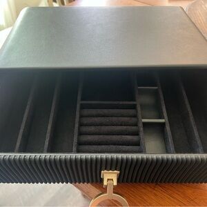 Sleek Black Jewelry Organizer with Ring Holder
